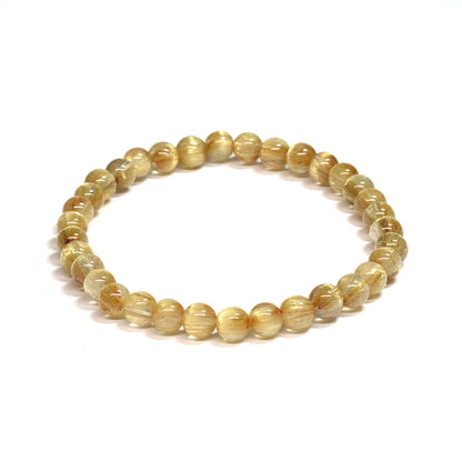 [鑑別付]キャッツアイルチルクォーツ ブレスレット 6mm #SA131