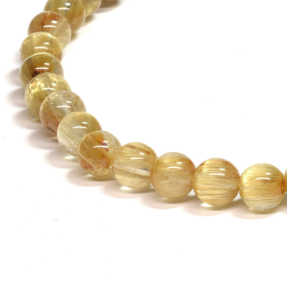 [鑑別付]キャッツアイルチルクォーツ ブレスレット 6mm #SA131