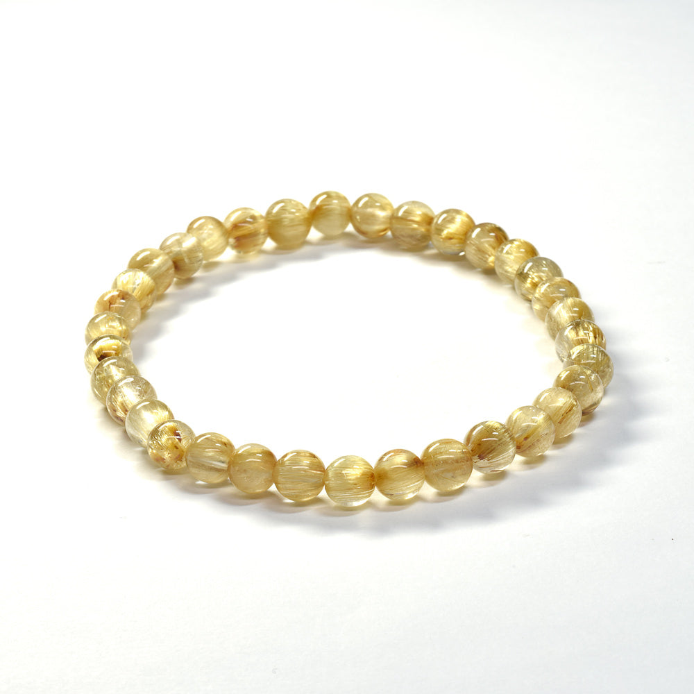 [鑑別付]キャッツアイルチルクォーツ ブレスレット 6mm #SA131
