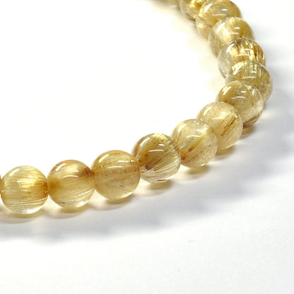[鑑別付]キャッツアイルチルクォーツ ブレスレット 6mm #SA131