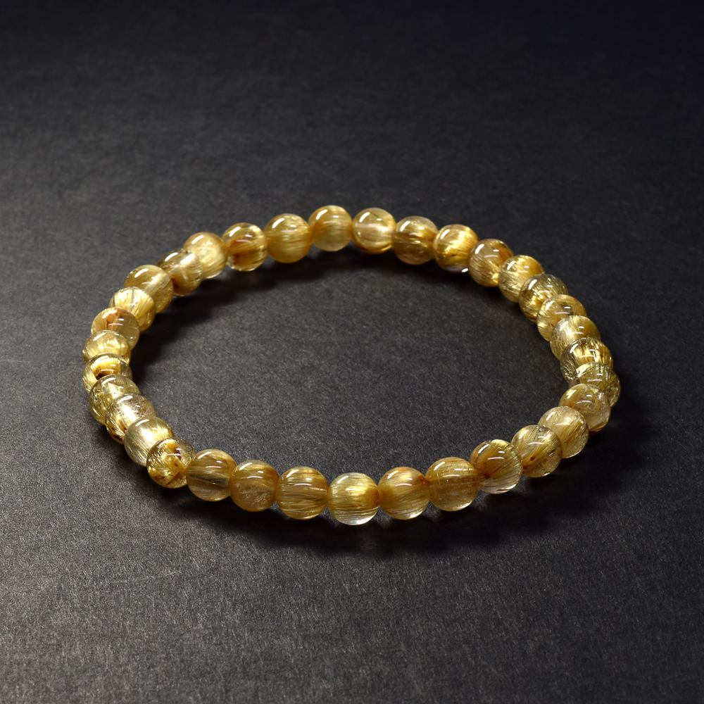 [鑑別付]キャッツアイルチルクォーツ ブレスレット 6mm #SA131