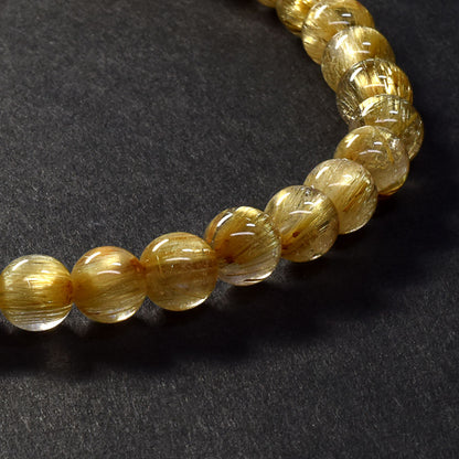 [鑑別付]キャッツアイルチルクォーツ ブレスレット 6mm #SA131