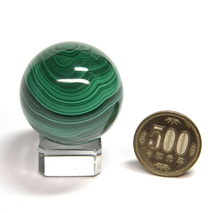 コンゴ共和国産マラカイト 丸玉 39.6mm #SB060