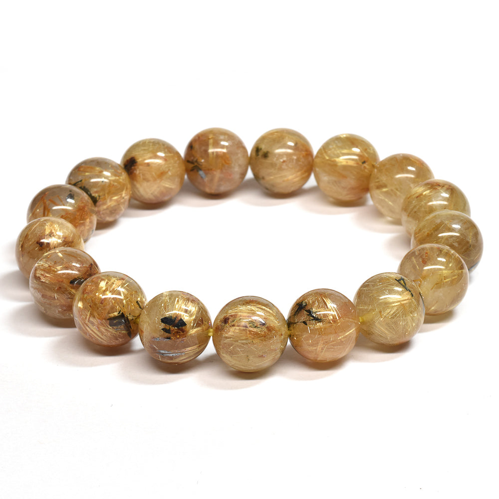 ゴールドルチルクォーツ(ヘマタイト入り） ブレスレット 11.5-12mm #SB062