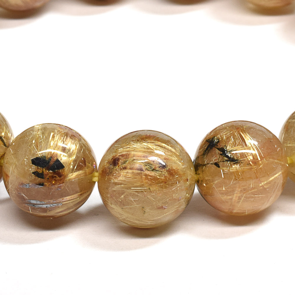 ゴールドルチルクォーツ(ヘマタイト入り） ブレスレット 11.5-12mm #SB062