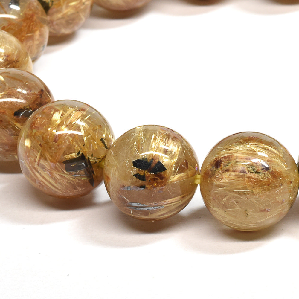 ゴールドルチルクォーツ(ヘマタイト入り） ブレスレット 11.5-12mm #SB062