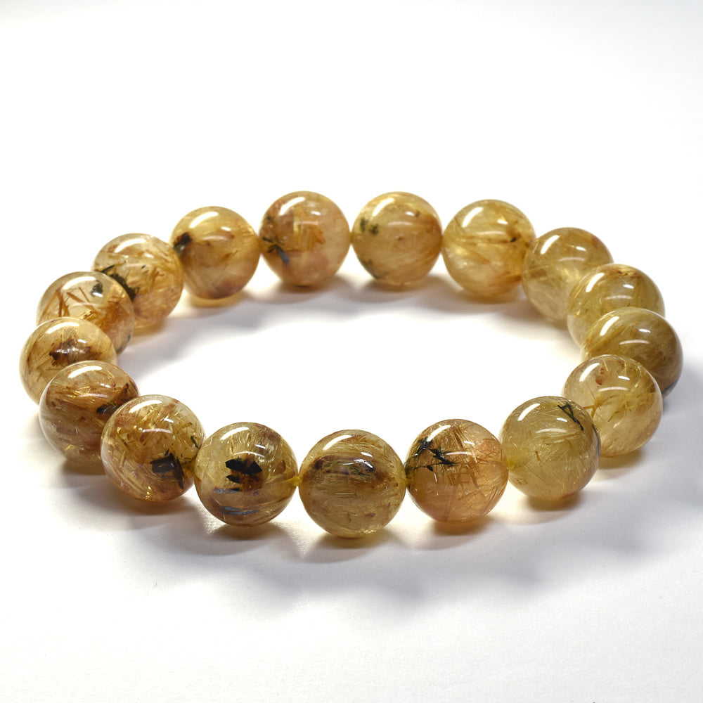 ゴールドルチルクォーツ(ヘマタイト入り） ブレスレット 11.5-12mm #SB062
