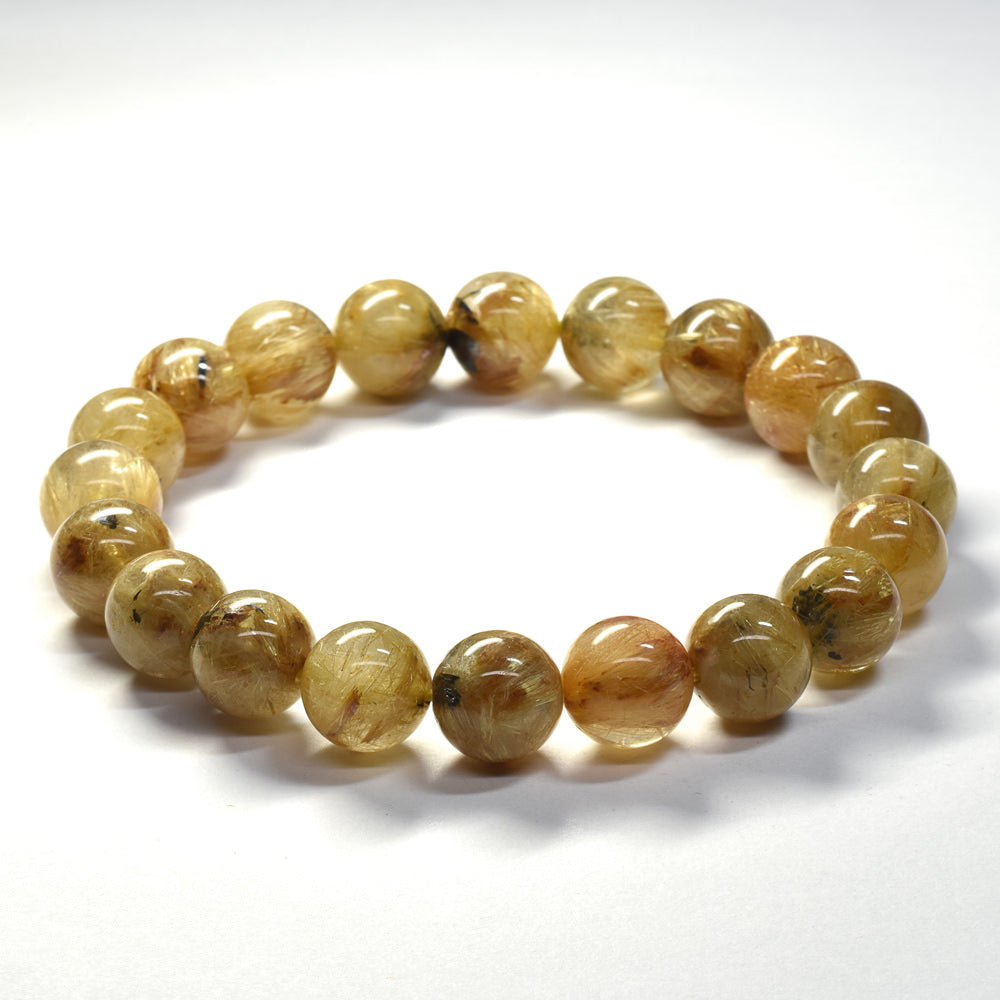 ゴールドルチルクォーツ(ヘマタイト入り） ブレスレット 10mm #SB063