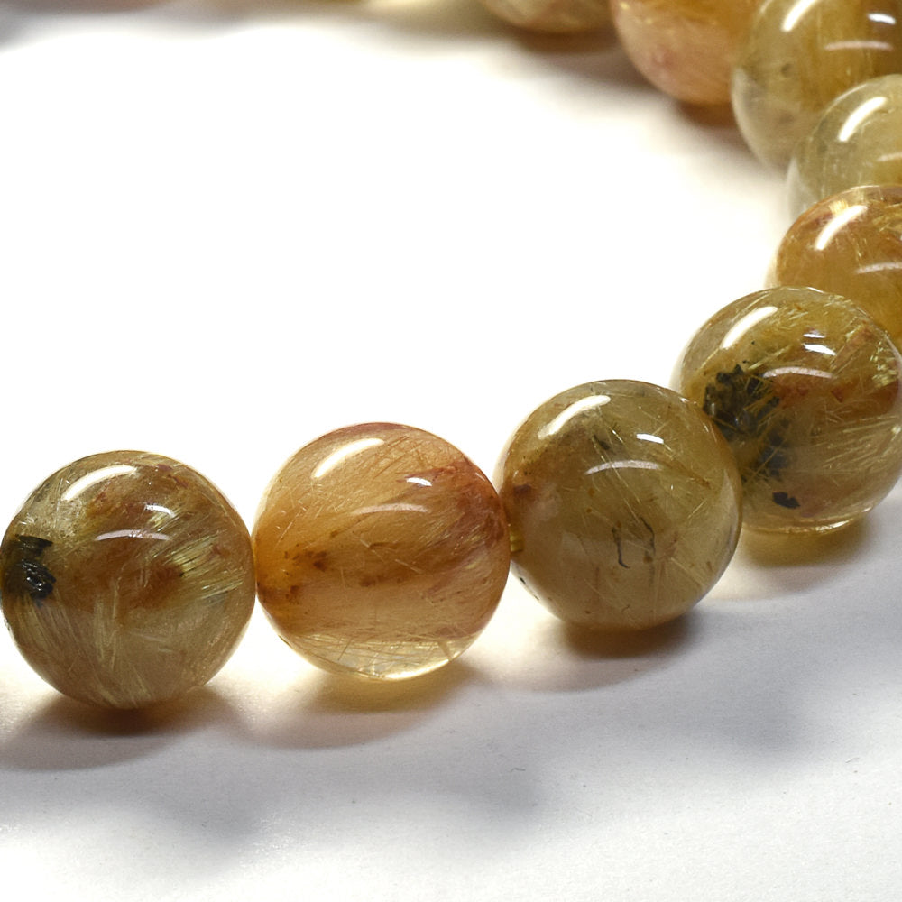 ゴールドルチルクォーツ(ヘマタイト入り） ブレスレット 10mm #SB063