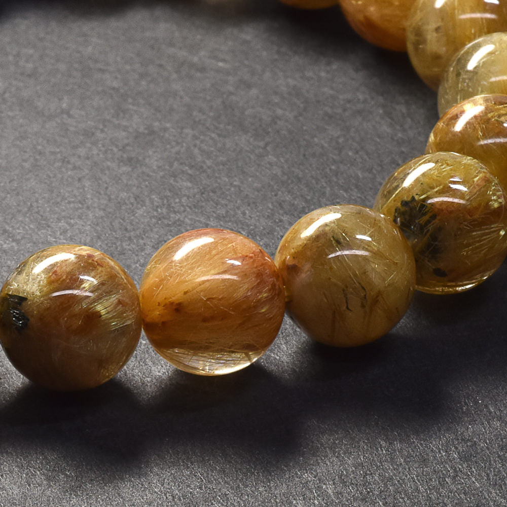 ゴールドルチルクォーツ(ヘマタイト入り） ブレスレット 10mm #SB063