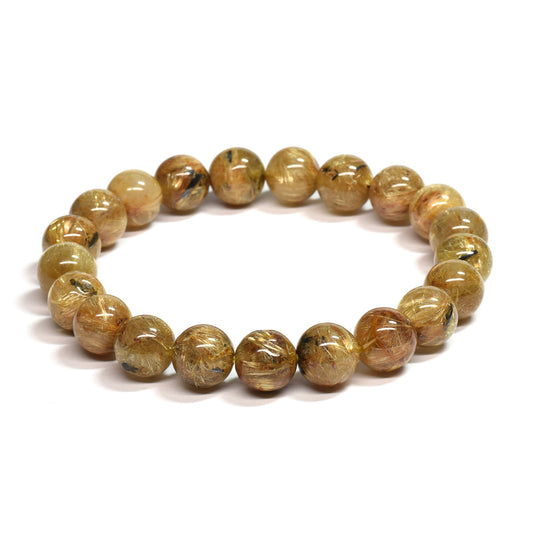 ゴールドルチルクォーツ(ヘマタイト入り） ブレスレット 9mm #SB064