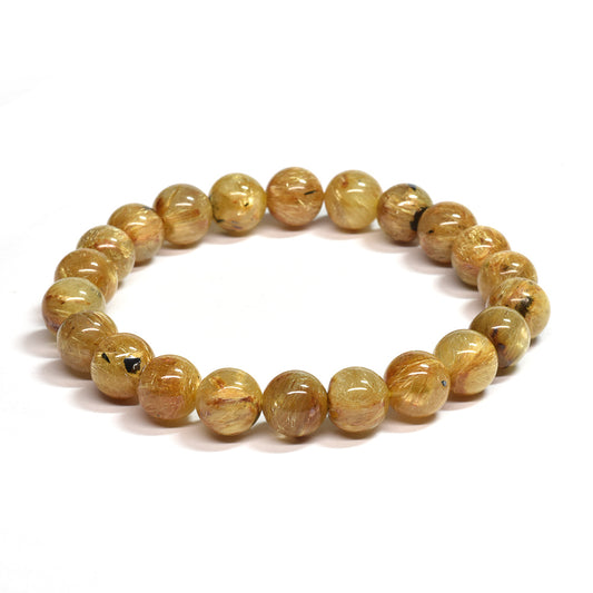 ゴールドルチルクォーツ(ヘマタイト入り） ブレスレット 8.5mm #SB065