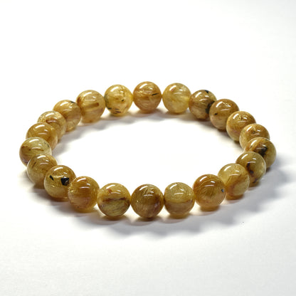 ゴールドルチルクォーツ(ヘマタイト入り） ブレスレット 8.5mm #SB065