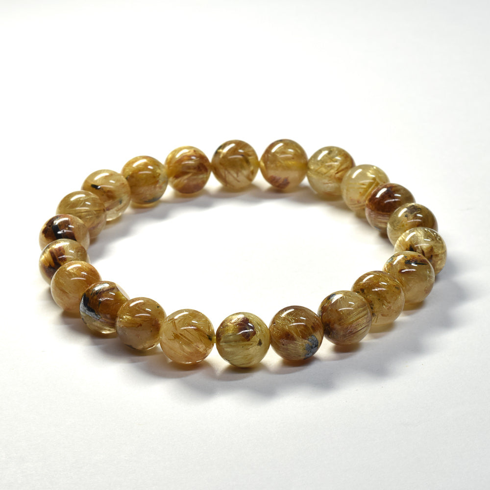 ゴールドルチルクォーツ(ヘマタイト入り） ブレスレット 8.5mm #SB066