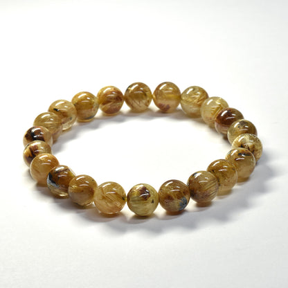 ゴールドルチルクォーツ(ヘマタイト入り） ブレスレット 8.5mm #SB066