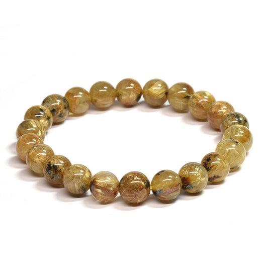 ゴールドルチルクォーツ(ヘマタイト入り） ブレスレット 8.5mm #SB067