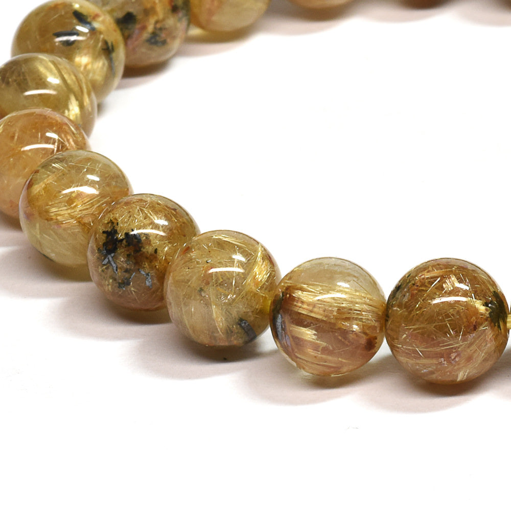 ゴールドルチルクォーツ(ヘマタイト入り） ブレスレット 8.5mm #SB067