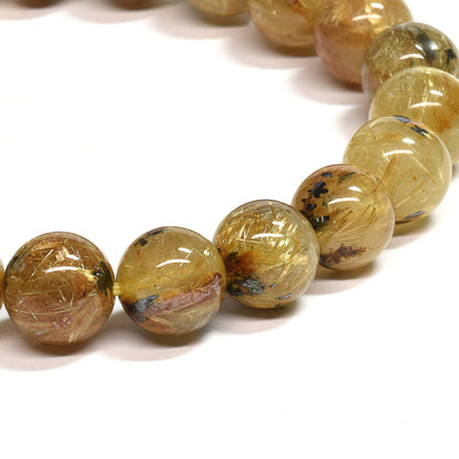ゴールドルチルクォーツ(ヘマタイト入り） ブレスレット 8.5mm #SB067