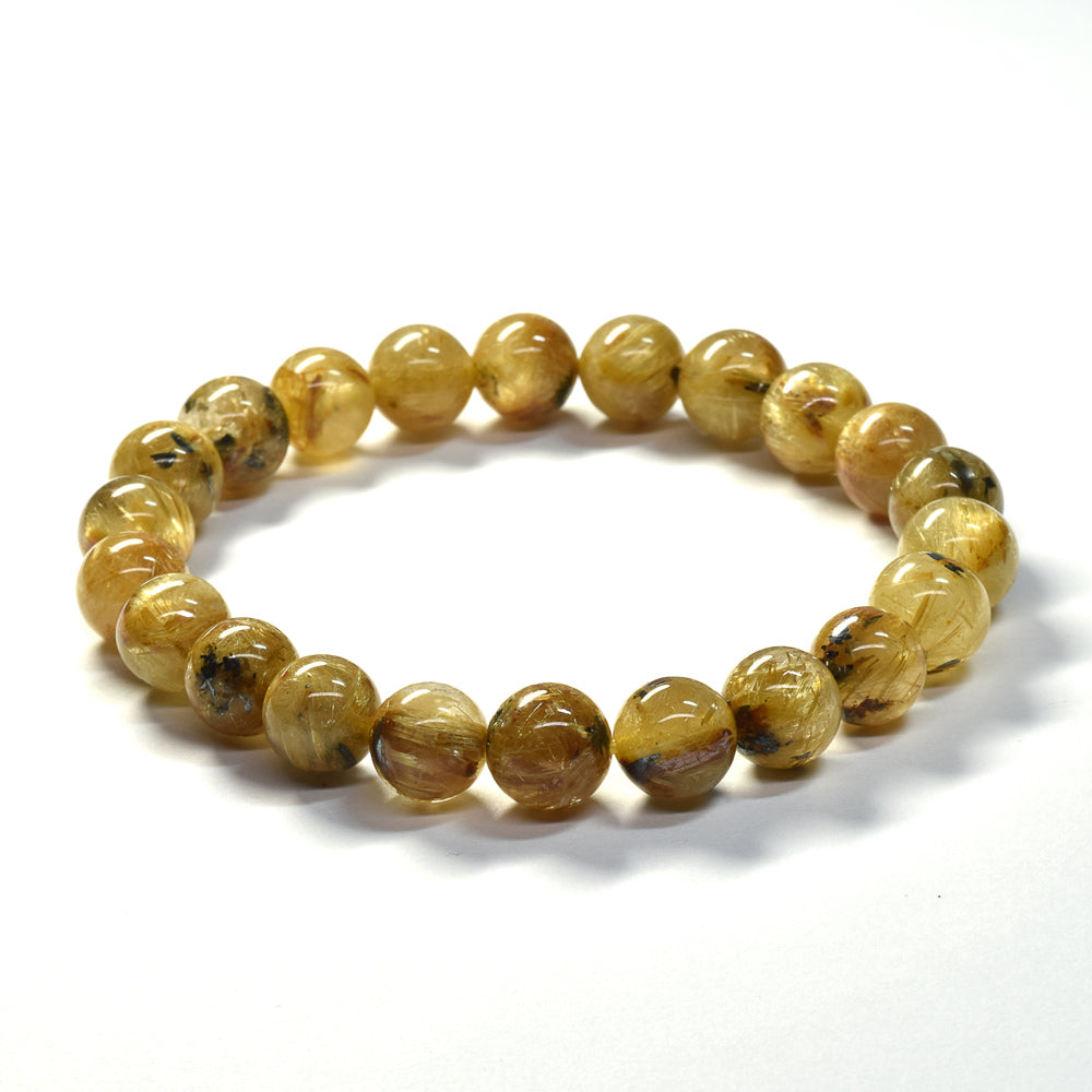 ゴールドルチルクォーツ(ヘマタイト入り） ブレスレット 8.5mm #SB067