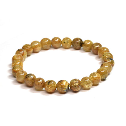 ゴールドルチルクォーツ(ヘマタイト入り） ブレスレット 7.5mm #SB068