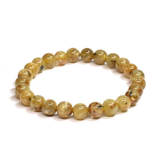 ゴールドルチルクォーツ(ヘマタイト入り） ブレスレット 7.5mm #SB069