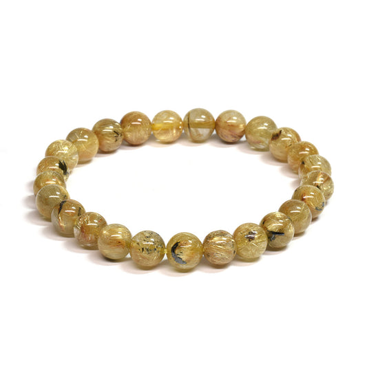 ゴールドルチルクォーツ(ヘマタイト入り） ブレスレット 7.5mm #SB069