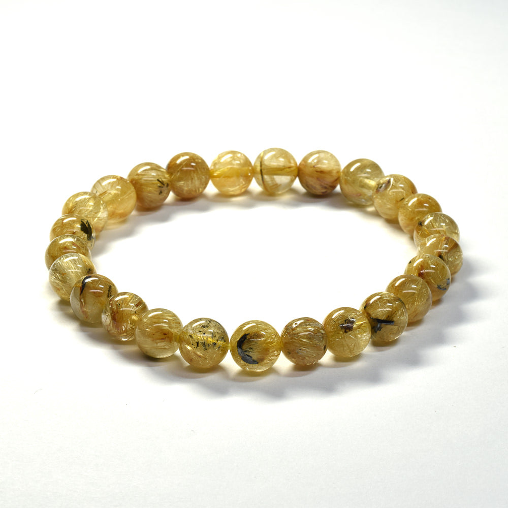 ゴールドルチルクォーツ(ヘマタイト入り） ブレスレット 7.5mm #SB069