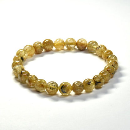 ゴールドルチルクォーツ(ヘマタイト入り） ブレスレット 7.5mm #SB069