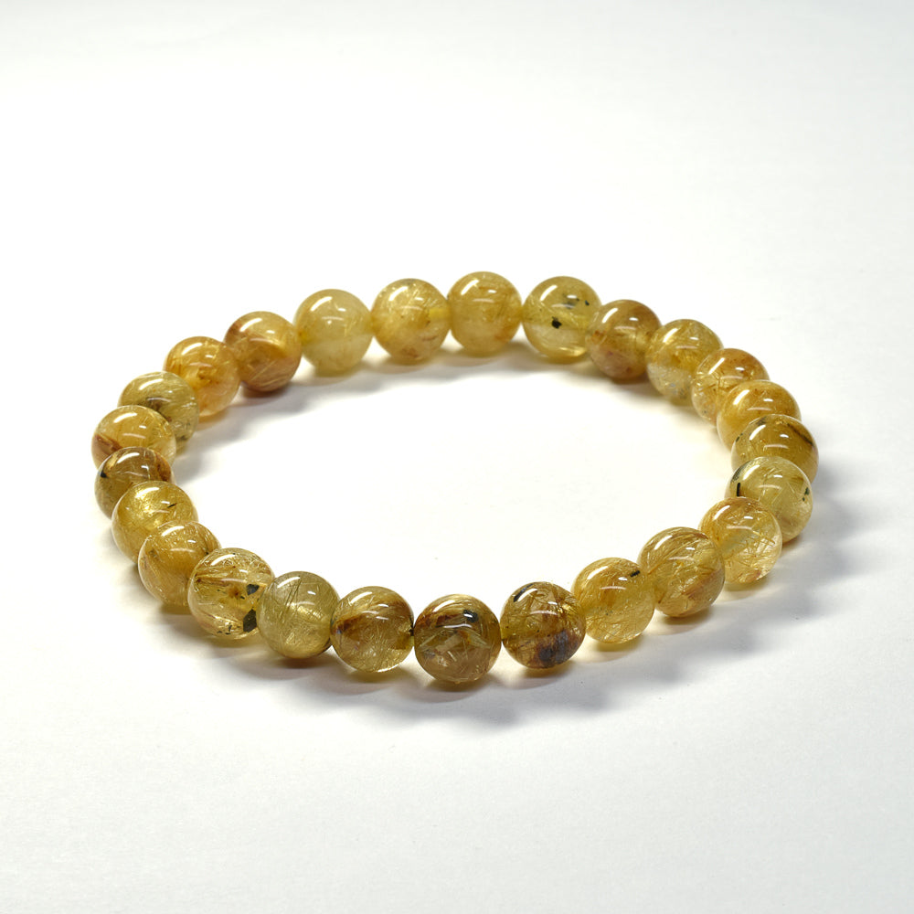 ゴールドルチルクォーツ(ヘマタイト入り） ブレスレット 7.5mm #SB070