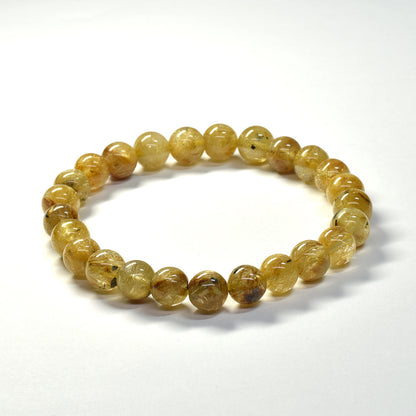 ゴールドルチルクォーツ(ヘマタイト入り） ブレスレット 7.5mm #SB070