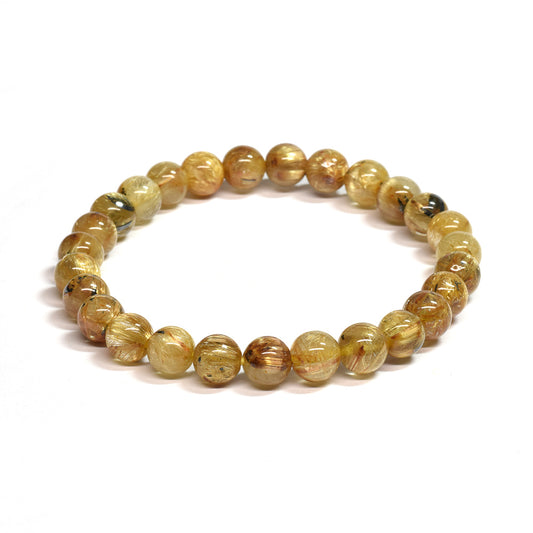 ゴールドルチルクォーツ(ヘマタイト入り） ブレスレット 7mm #SB071