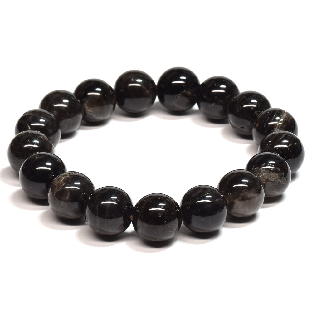 山梨県産 黒平黒水晶（草入り）ブレスレット 12mm #SB158