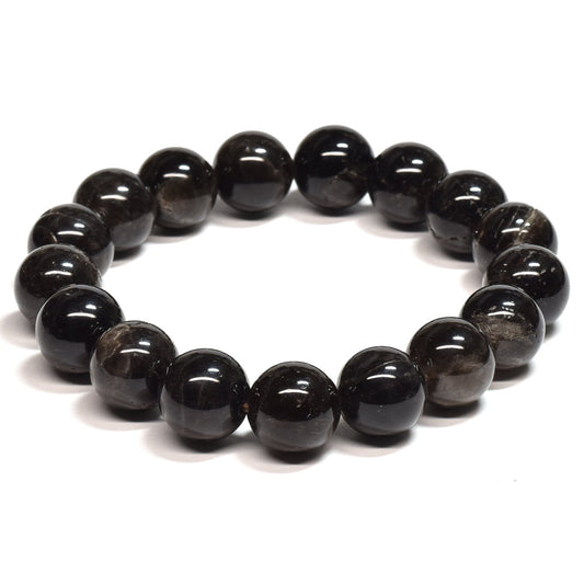 山梨県産 黒平黒水晶（草入り）ブレスレット 12mm #SB158