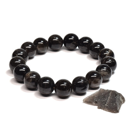 山梨県産 黒平黒水晶（草入り）ブレスレット 12mm #SB158