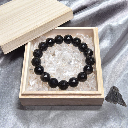 山梨県産 黒平黒水晶（草入り）ブレスレット 12mm #SB158