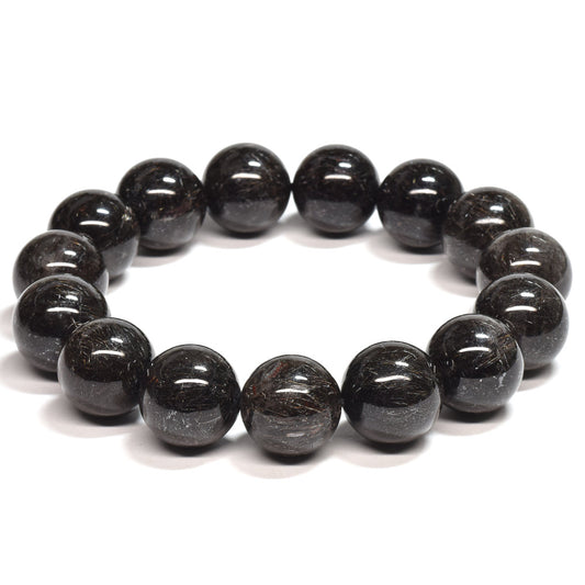 [鑑別付]ブラックルチルクォーツ ブレスレット 14.5mm #SB180