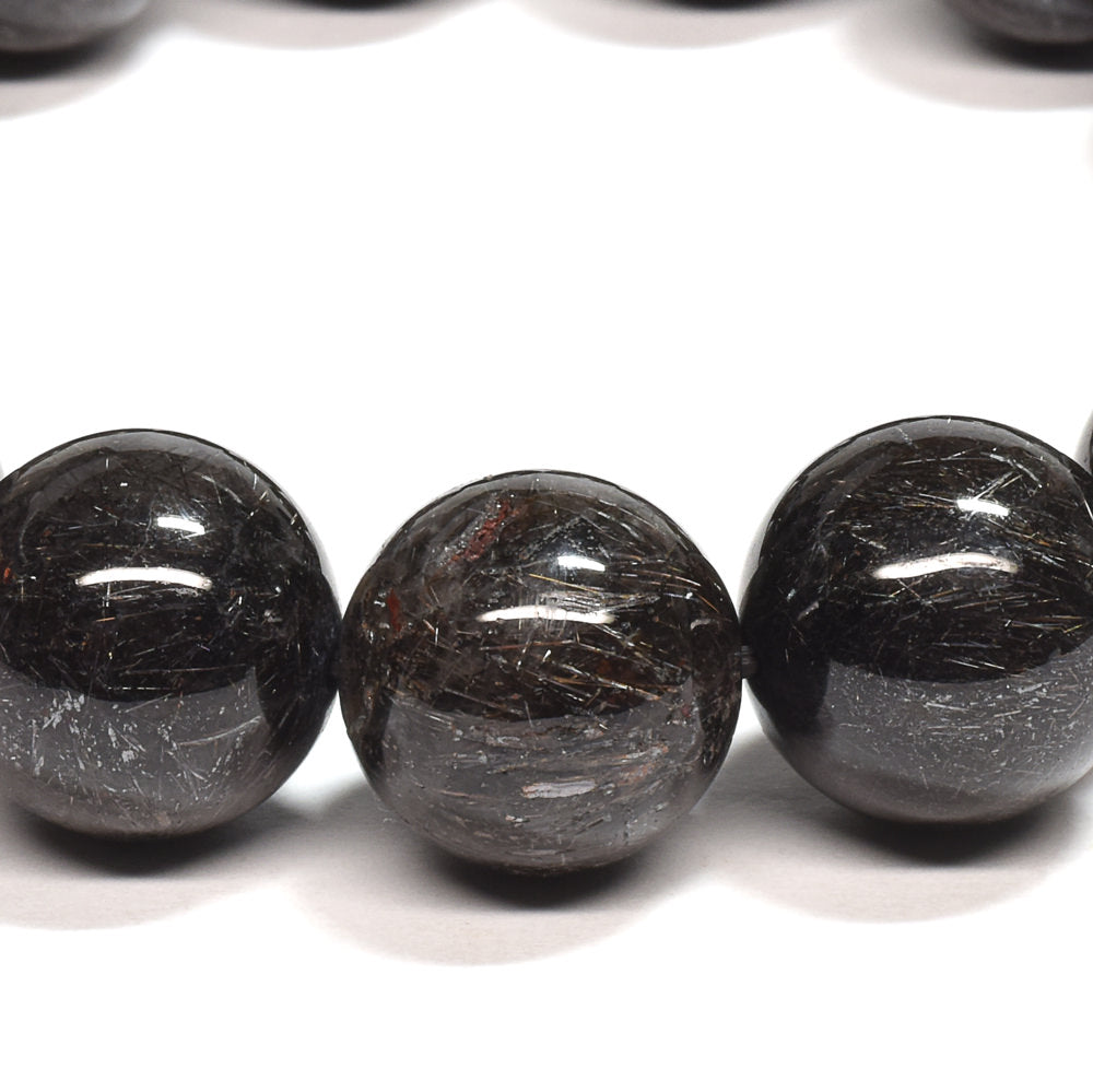 [鑑別付]ブラックルチルクォーツ ブレスレット 14.5mm #SB180