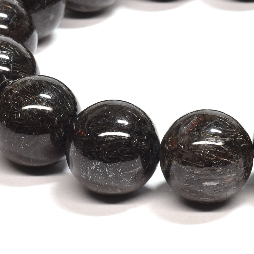 [鑑別付]ブラックルチルクォーツ ブレスレット 14.5mm #SB180