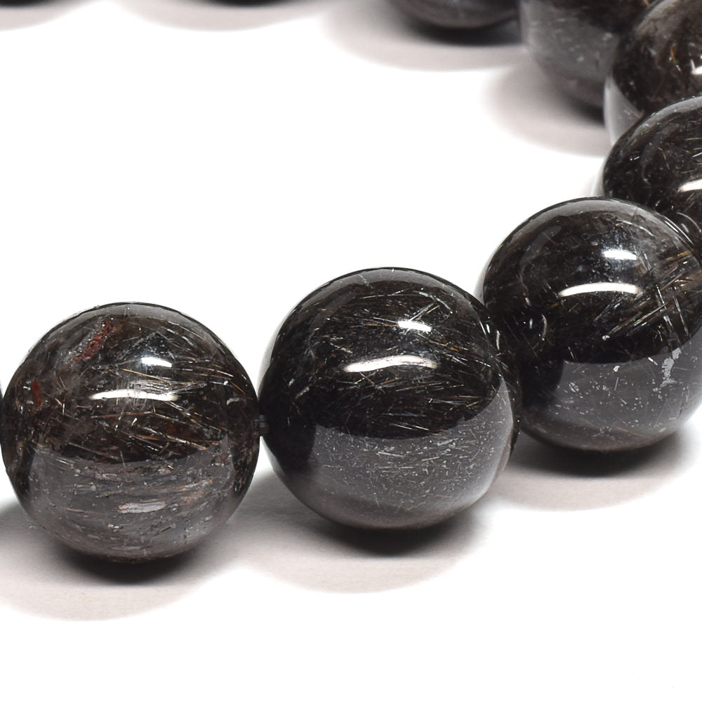 [鑑別付]ブラックルチルクォーツ ブレスレット 14.5mm #SB180