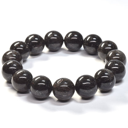 [鑑別付]ブラックルチルクォーツ ブレスレット 14.5mm #SB180