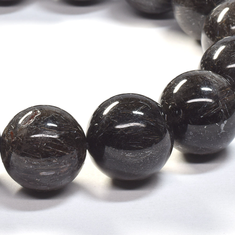 [鑑別付]ブラックルチルクォーツ ブレスレット 14.5mm #SB180