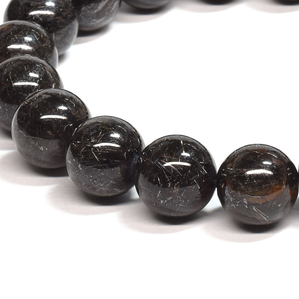 [鑑別付]ブラックルチルクォーツ ブレスレット 10mm #SB181