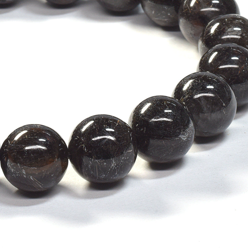 [鑑別付]ブラックルチルクォーツ ブレスレット 10mm #SB181