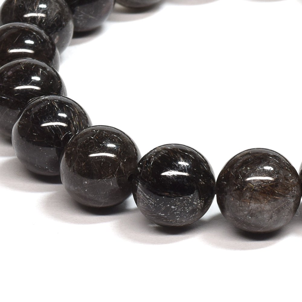 [鑑別付]ブラックルチルクォーツ ブレスレット 10mm #SB182