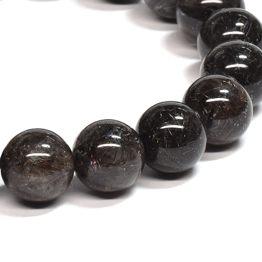 [鑑別付]ブラックルチルクォーツ ブレスレット 10mm #SB182