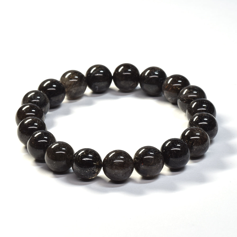 [鑑別付]ブラックルチルクォーツ ブレスレット 10mm #SB182
