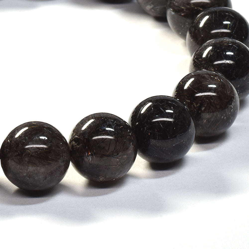 [鑑別付]ブラックルチルクォーツ ブレスレット 10mm #SB182