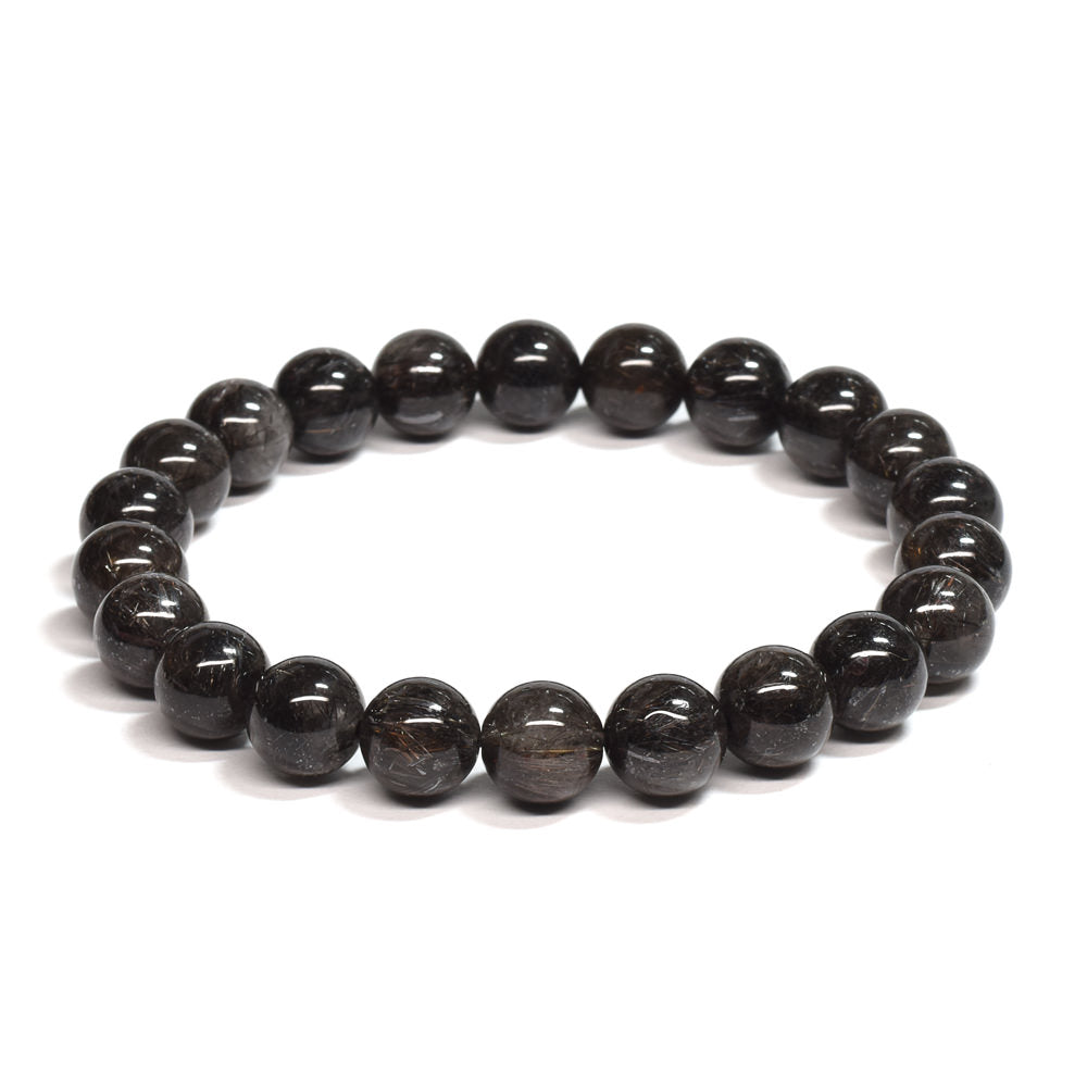 [鑑別付]ブラックルチルクォーツ ブレスレット 8.5mm #SB183