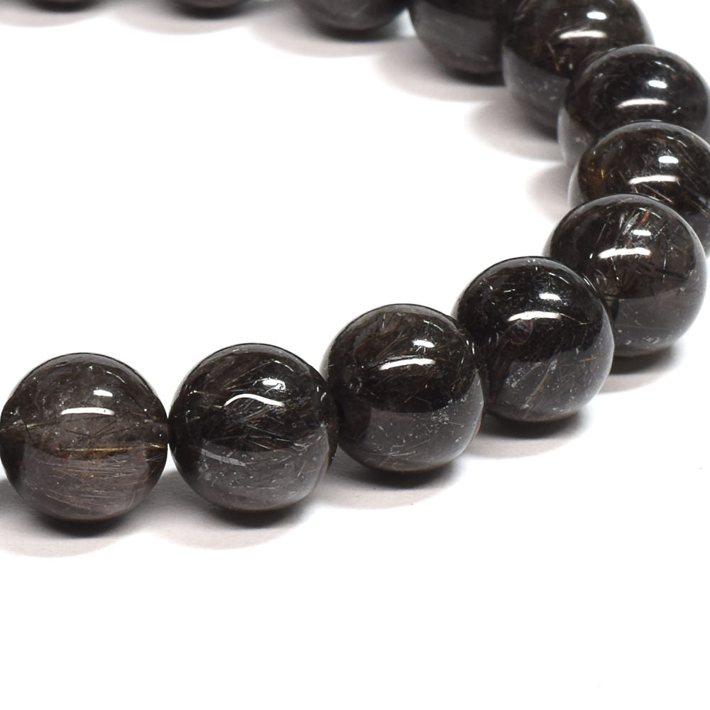 [鑑別付]ブラックルチルクォーツ ブレスレット 8.5mm #SB183