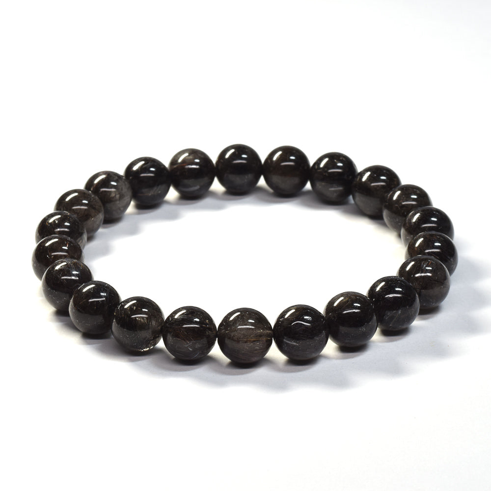 [鑑別付]ブラックルチルクォーツ ブレスレット 8.5mm #SB183